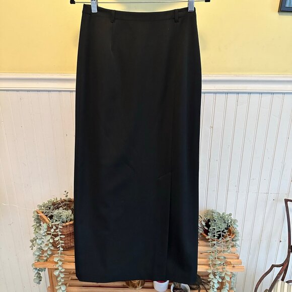 Talbots Vintage 90s Stretch Long Maxi Black tailored skirt sz 4 - Picture 6 of 8